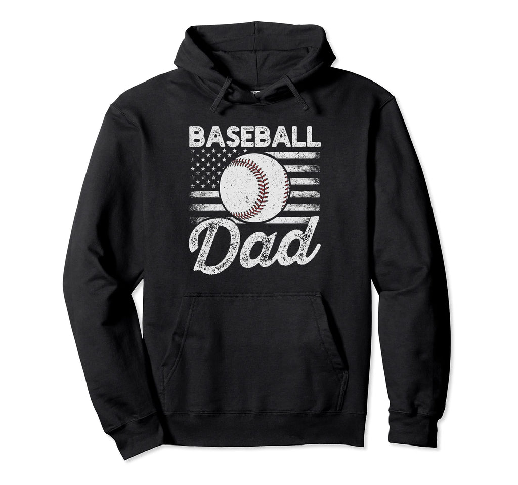 Baseball Dad Usa American Flag Fathers Day Hoodie - Novelty Apparel Unisex - T-Shirt, Sweatshirt, Hoodie