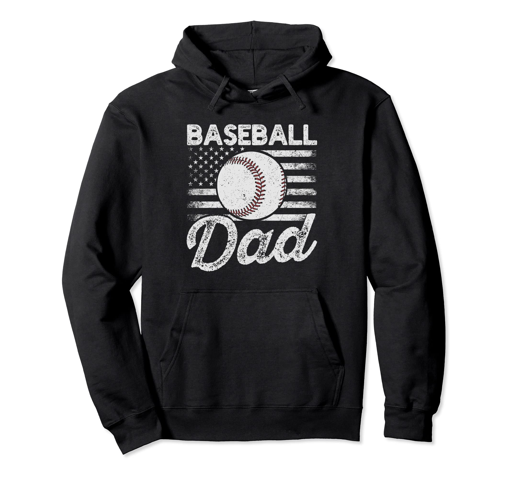 Baseball Dad Usa American Flag Fathers Day Hoodie - Novelty Apparel Unisex - T-Shirt, Sweatshirt, Hoodie