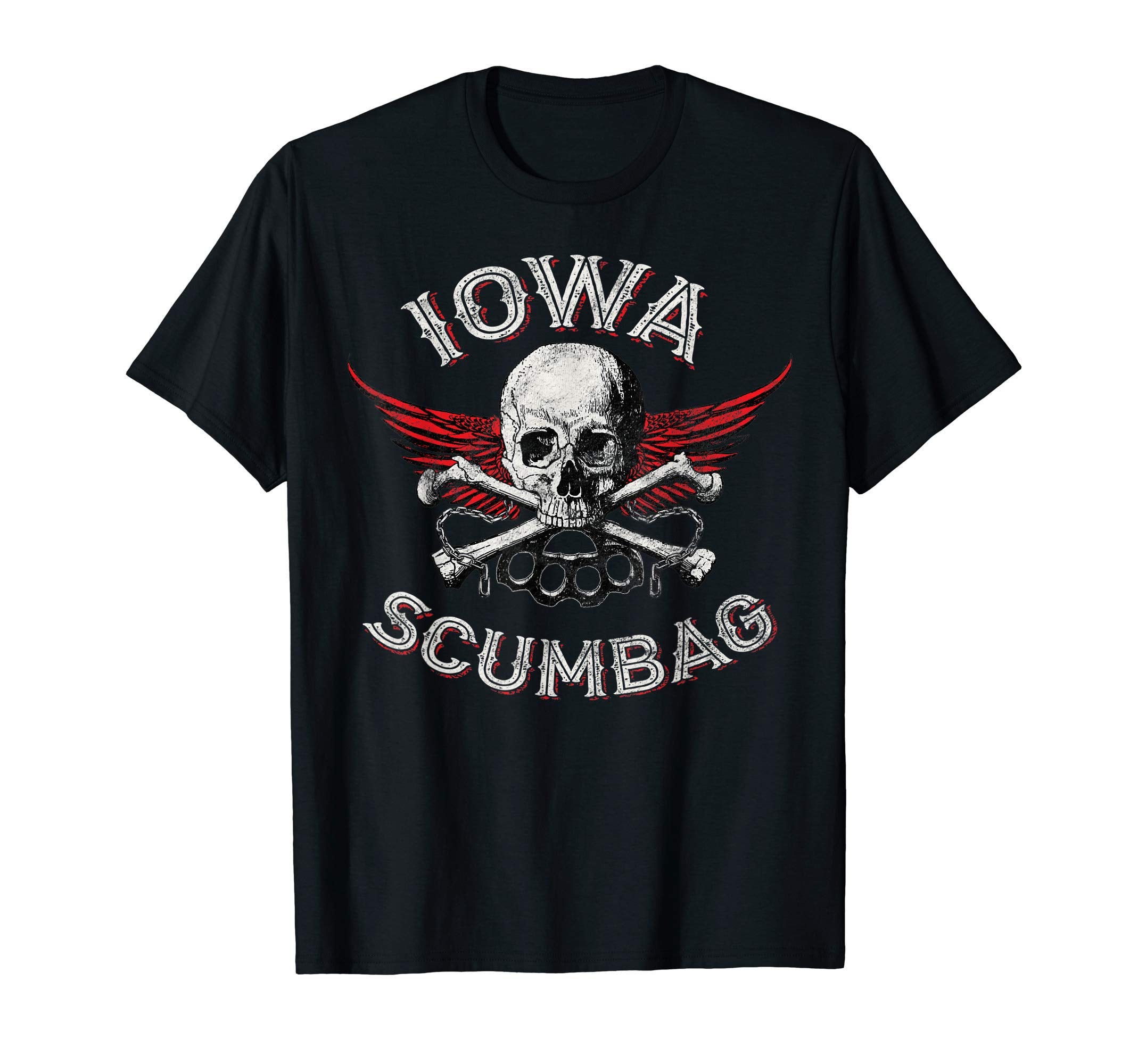 Funny Iowa Scumbag Distressed Skull T-Shirt - Novelty Apparel for Adults - T-Shirt, Sweatshirt, Hoodie