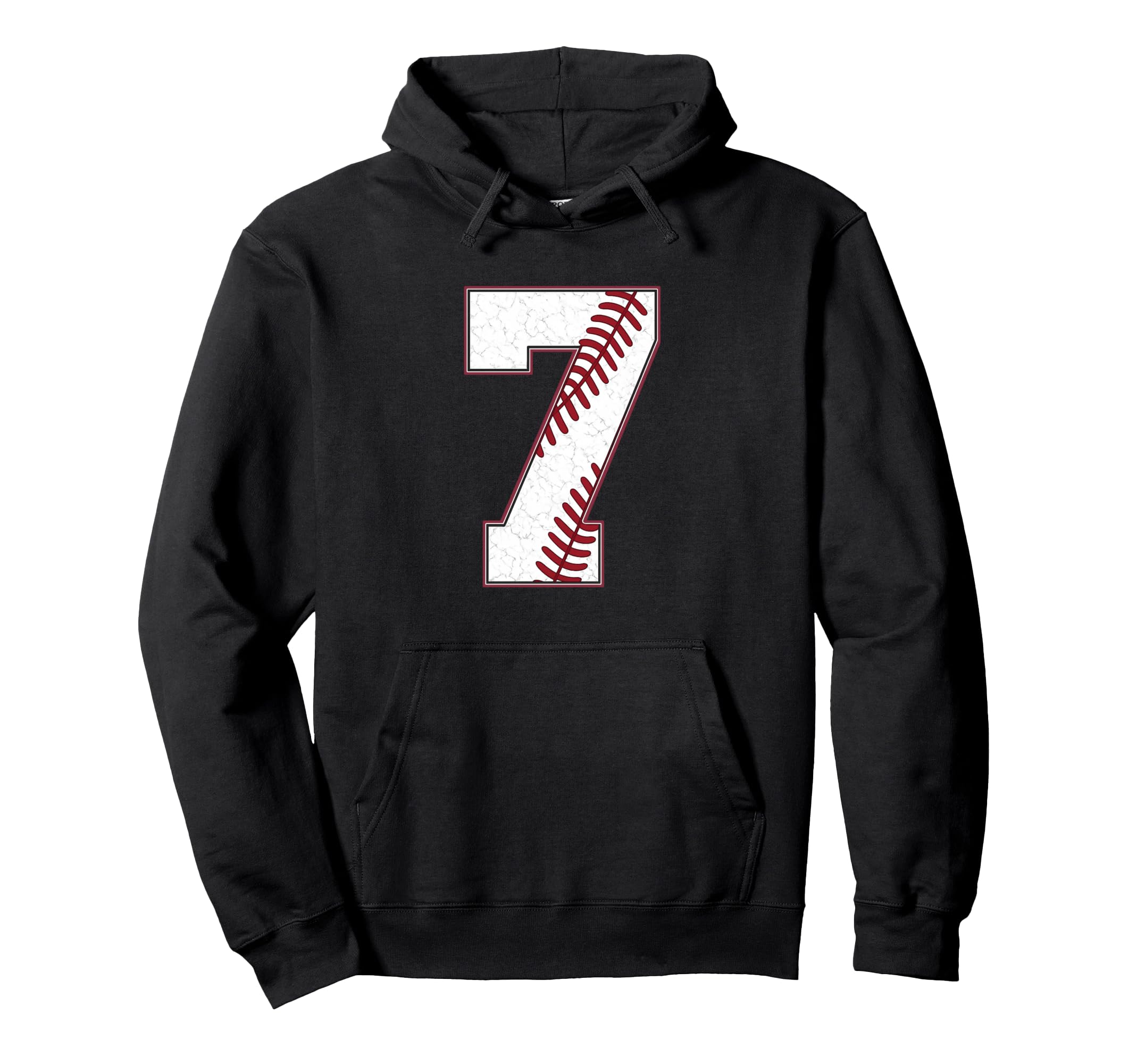 Distressed Baseball Jersey Number 7 Hoodie - Unique Graphic for Adults - T-Shirt, Sweatshirt, Hoodie