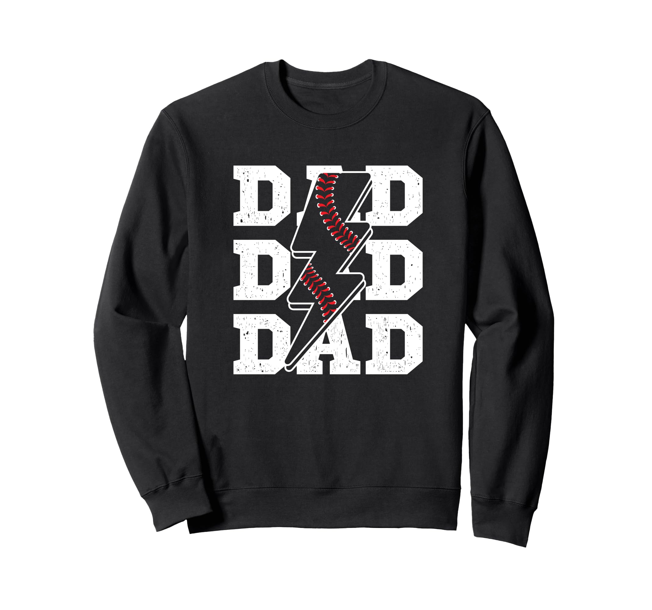 Baseball Dad Distressed Lightning Sweatshirt - Novelty Apparel Men Women - T-Shirt, Sweatshirt, Hoodie