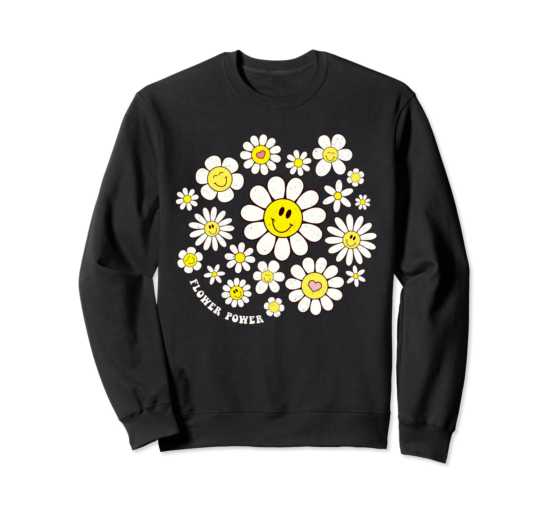 Flower Power Smile Face Flower Sweatshirt - Streetwear Style Men Women - T-Shirt, Sweatshirt, Hoodie
