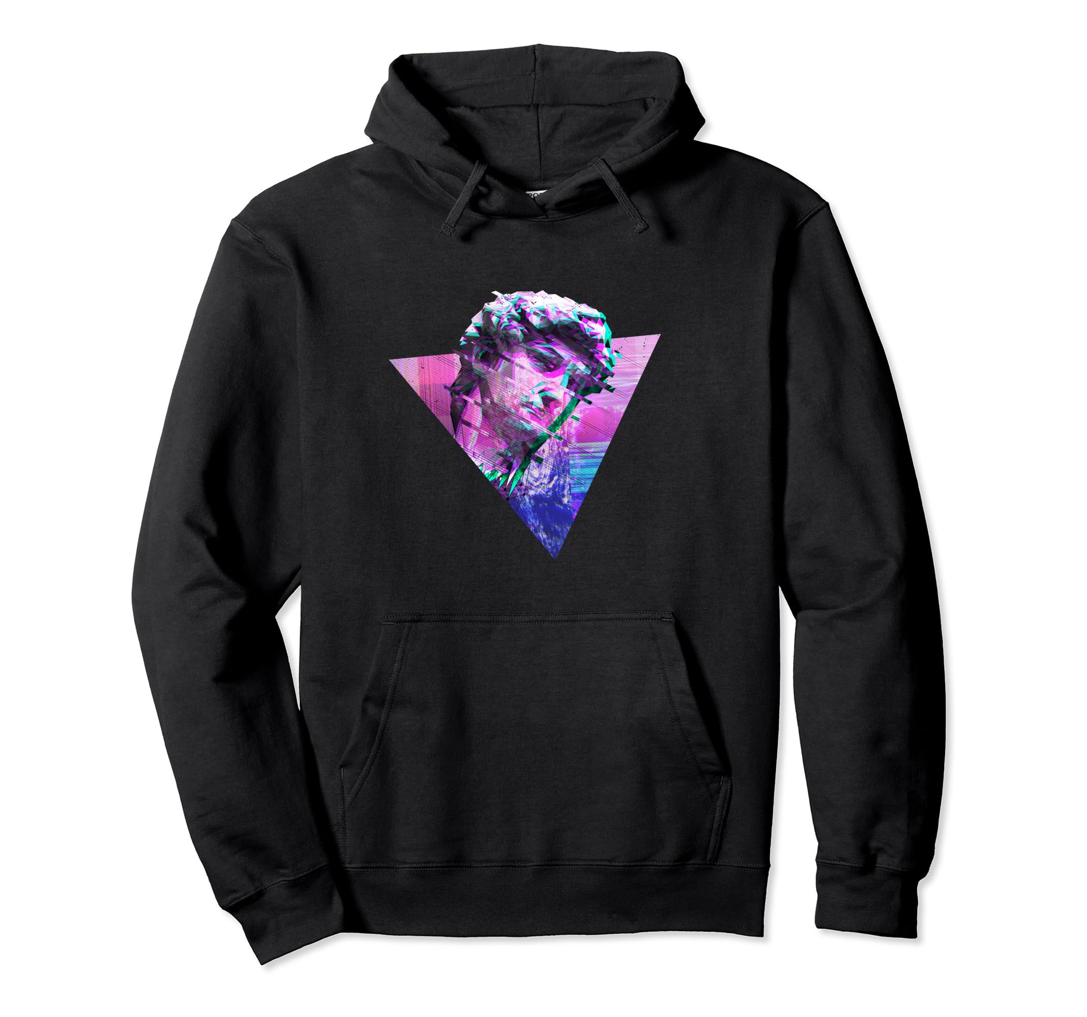 Thinking Statue Glitch Vaporwave Hoodie - Aesthetic Graphic Men Women - T-Shirt, Sweatshirt, Hoodie