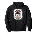 Baseball Mom Messy Bun Hair Leopard Hoodie - Unique Graphic for Adults - T-Shirt, Sweatshirt, Hoodie
