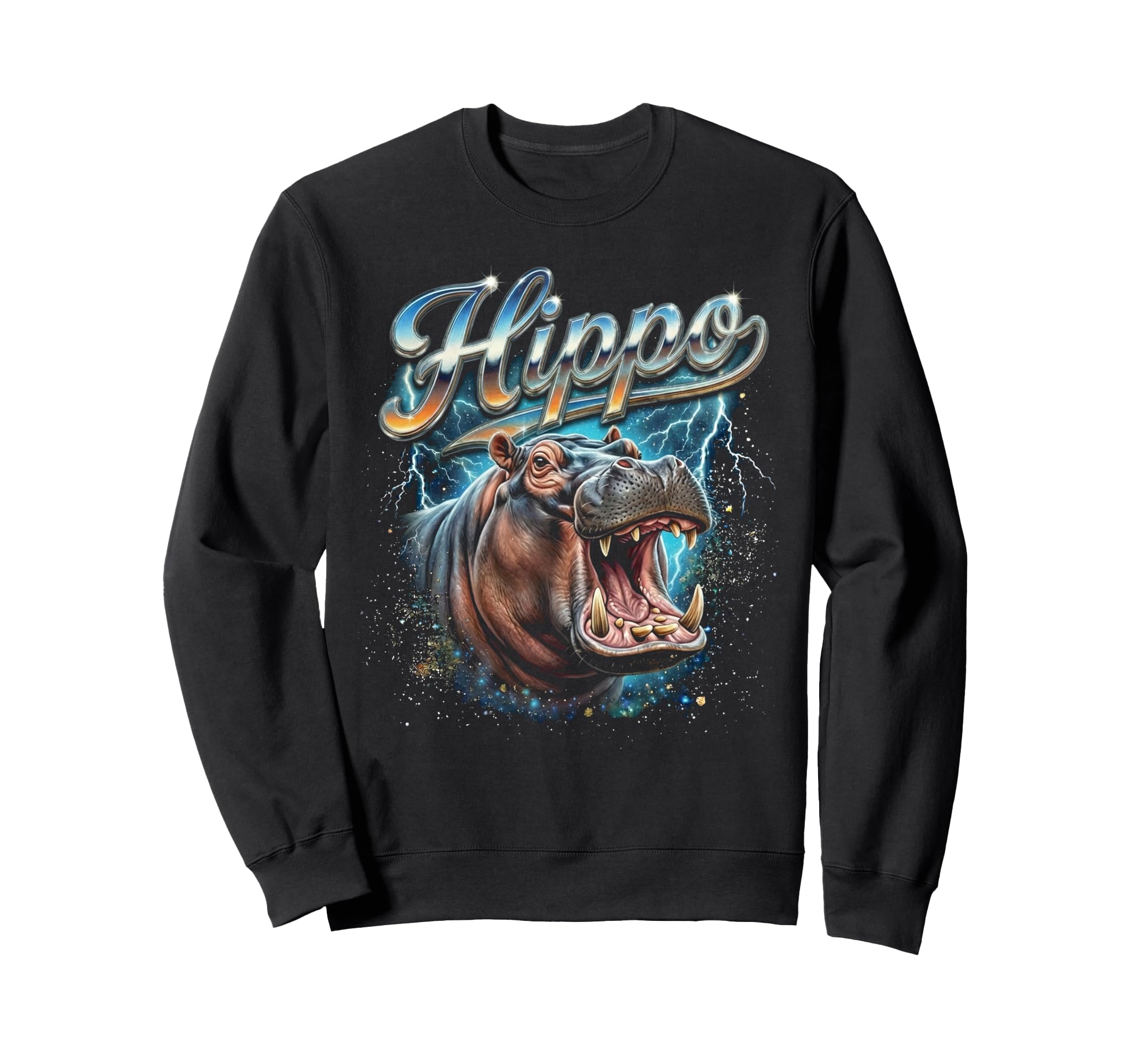 Hippo 90S Funny Hippopotamus 80S Sweatshirt - Unique Graphic Unisex - T-Shirt, Sweatshirt, Hoodie