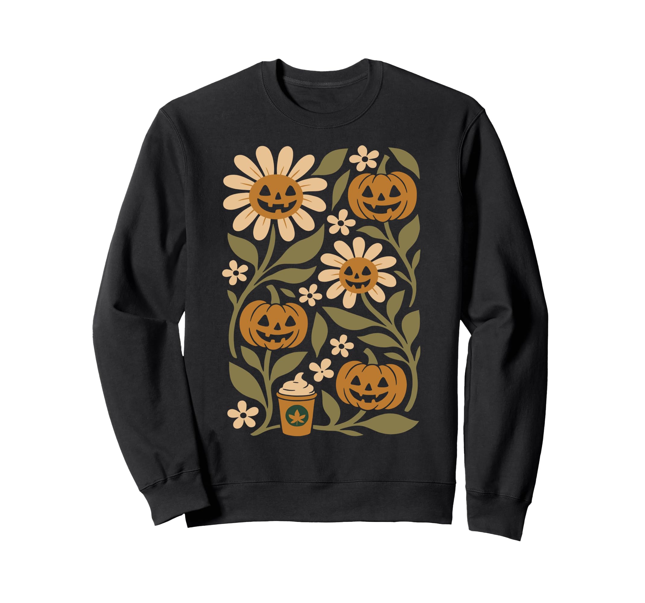 Boho Flower Pumpkins Botanical Sweatshirt - Trendy Graphic for Adults - T-Shirt, Sweatshirt, Hoodie