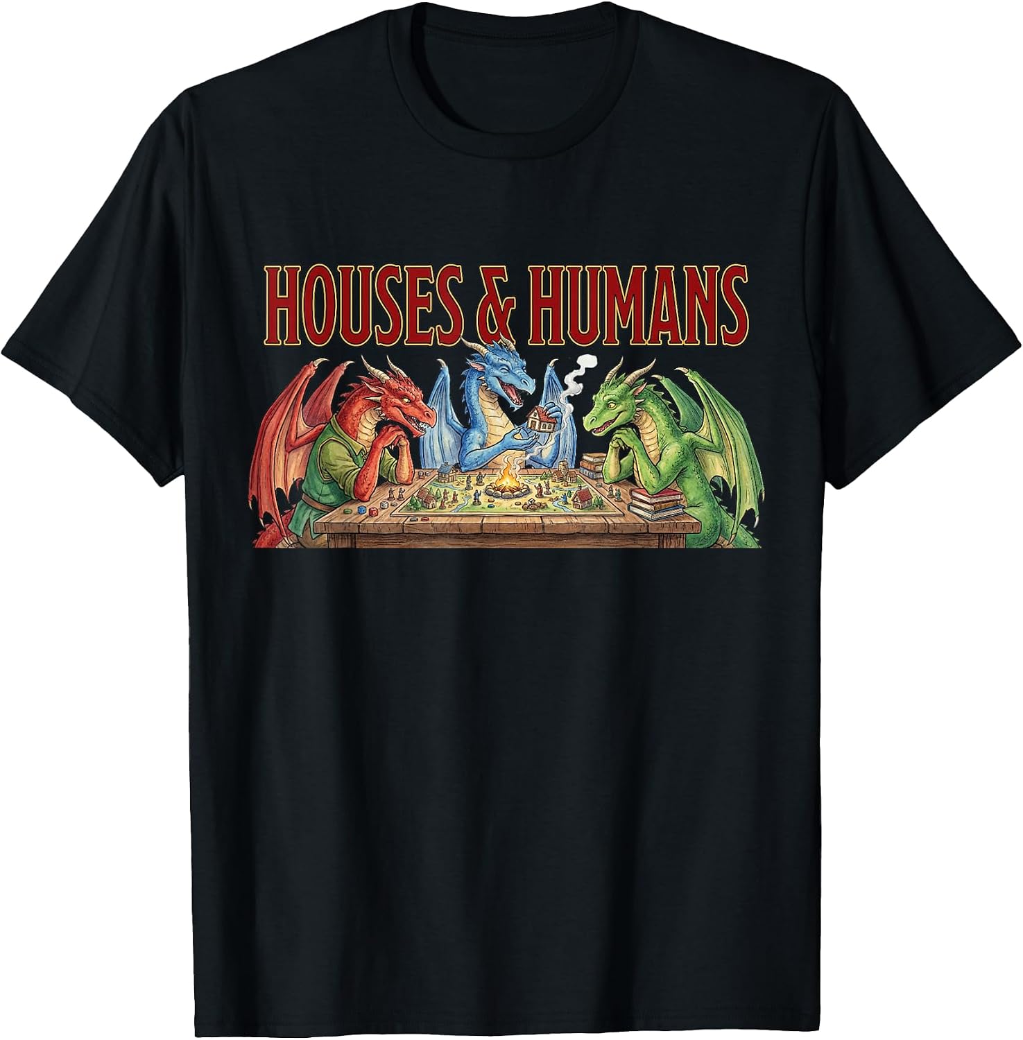 Gaming Houses Humans Funny Rpg Parody - Adult & Kids T-Shirts, Sweatshirts & Hoodies apparel design preview 1