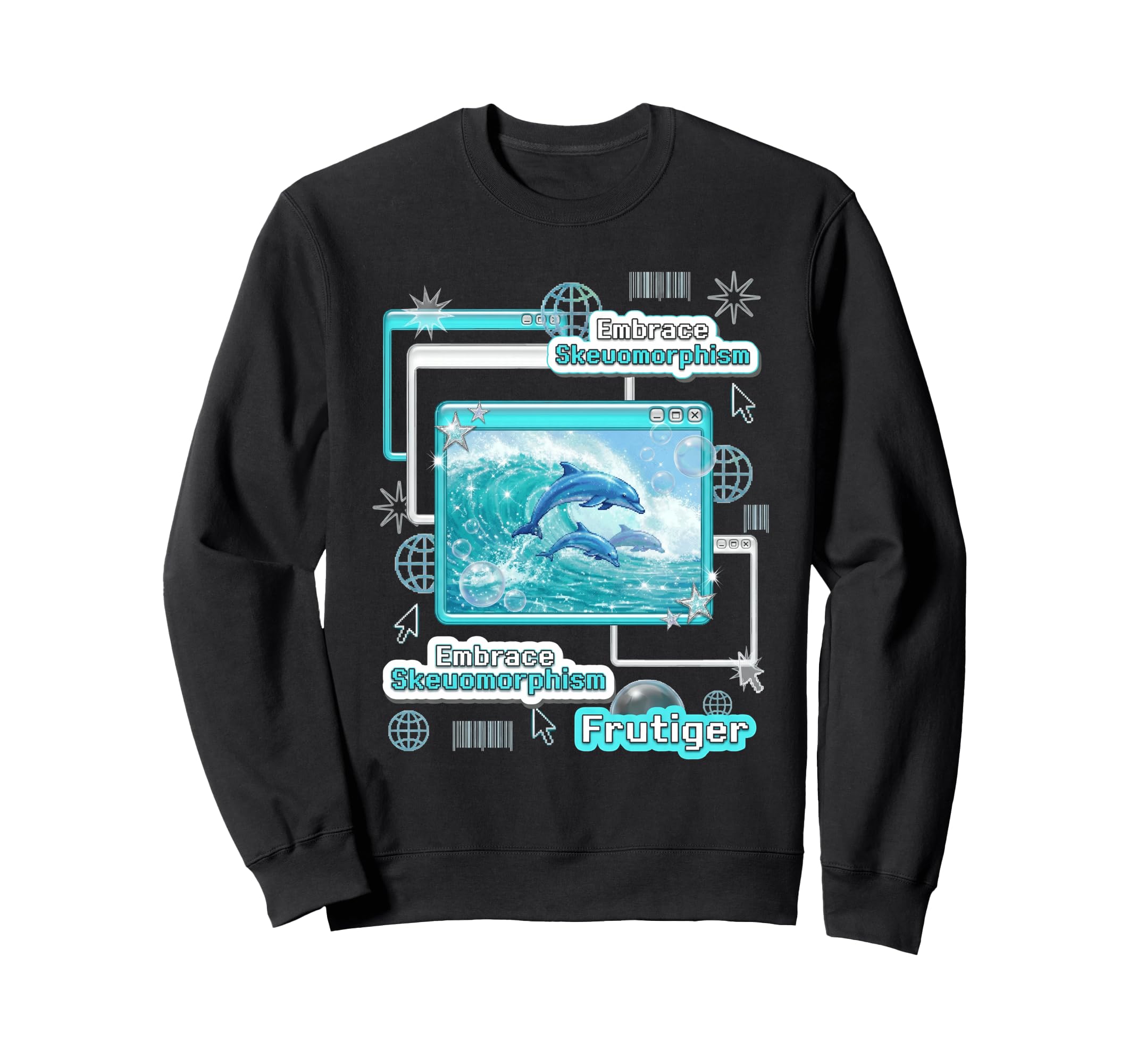 Frutiger Aero Skeuomorphism Dolphins Sweatshirt - Trendy Graphic Men Women - T-Shirt, Sweatshirt, Hoodie
