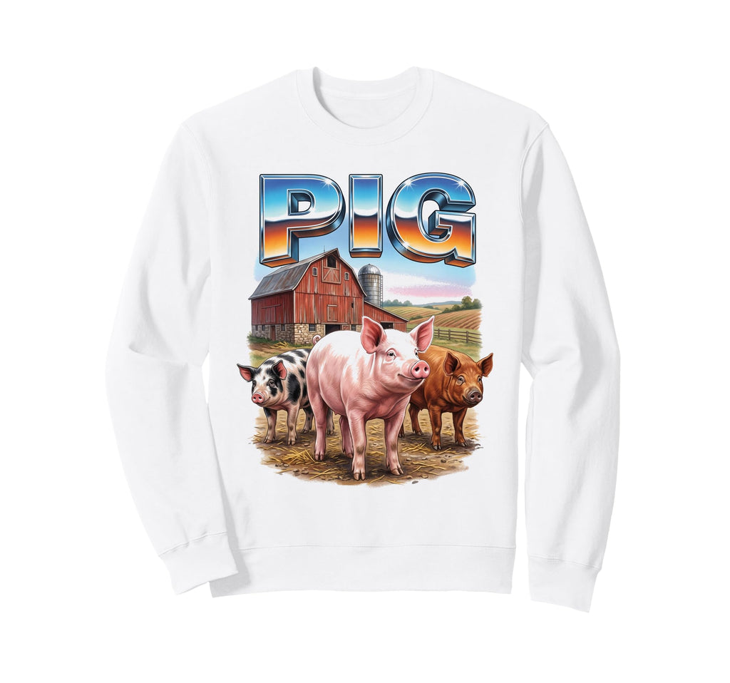 Pig 70S 90S Pig Farm Animal Lover Pig Sweatshirt - Trendy Graphic Unisex - T-Shirt, Sweatshirt, Hoodie