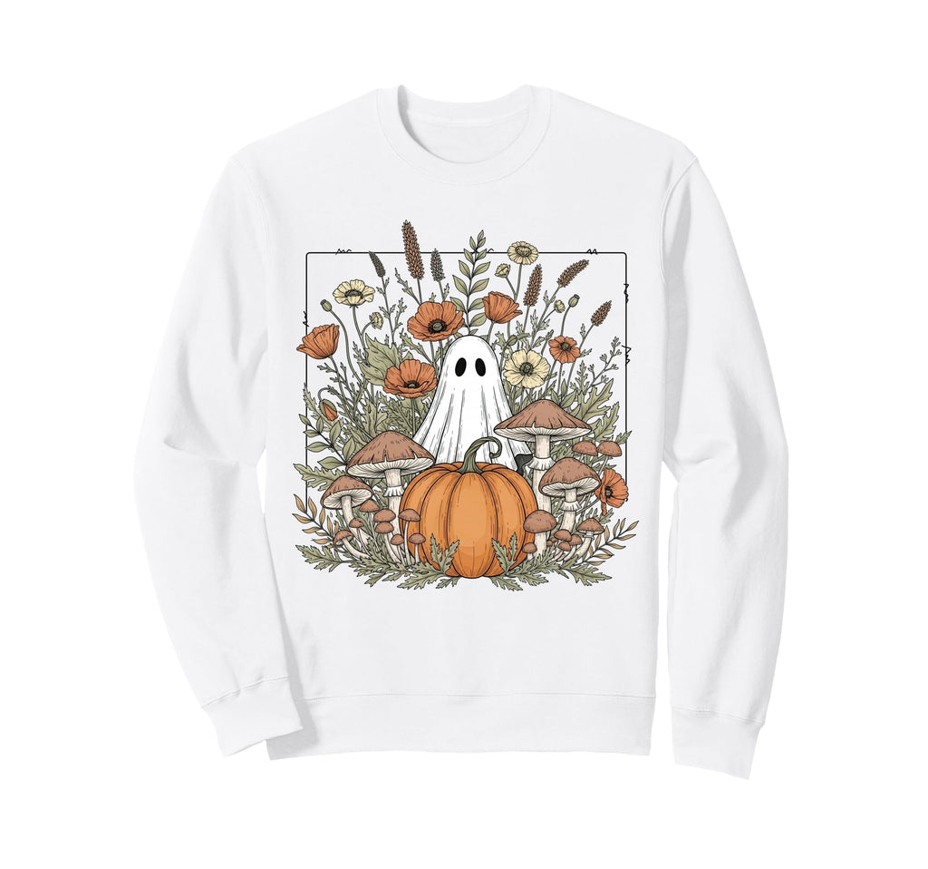 Halloween Ghost Spooky Season Boho Sweatshirt - Custom Art Print Men Women - T-Shirt, Sweatshirt, Hoodie