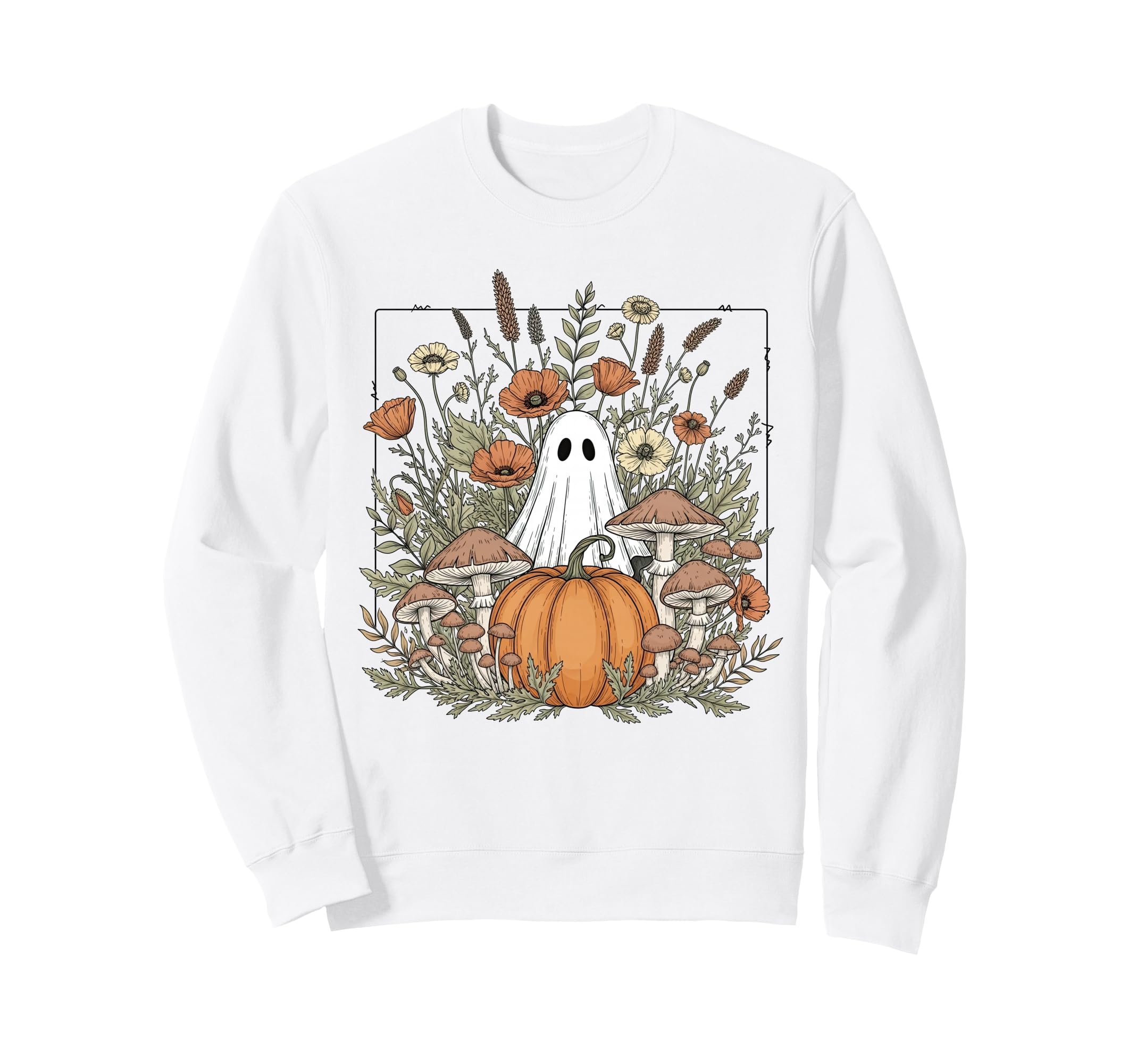 Halloween Ghost Spooky Season Boho Sweatshirt - Custom Art Print Men Women - T-Shirt, Sweatshirt, Hoodie