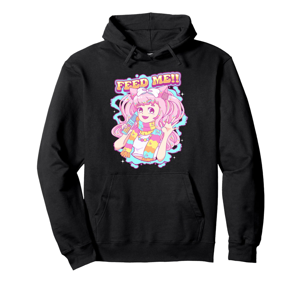 Feed Me Kawaii Anime Harajuku Pastel Hoodie - Custom Art Print Men Women - T-Shirt, Sweatshirt, Hoodie