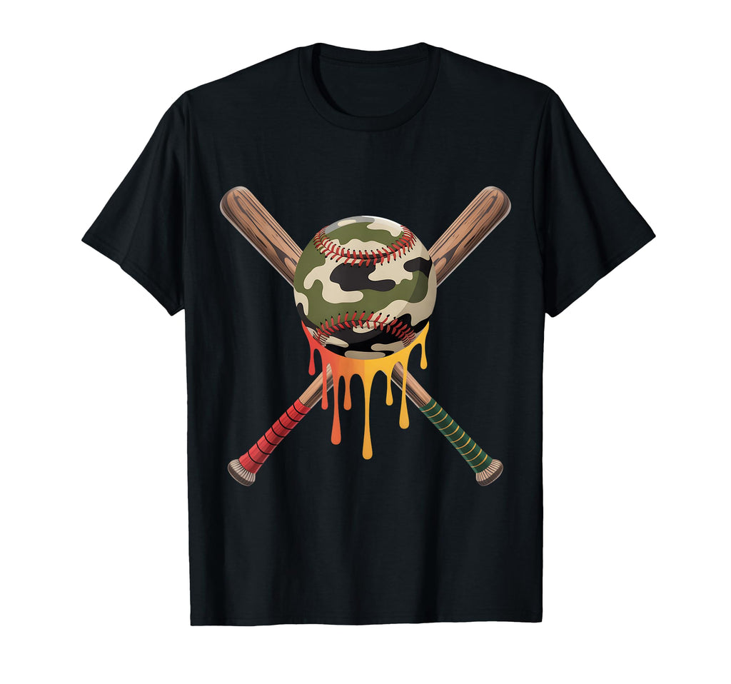 Baseball Drip Camo Baseball Bats Sports T-Shirt - Trendy Graphic Men Women - T-Shirt, Sweatshirt, Hoodie