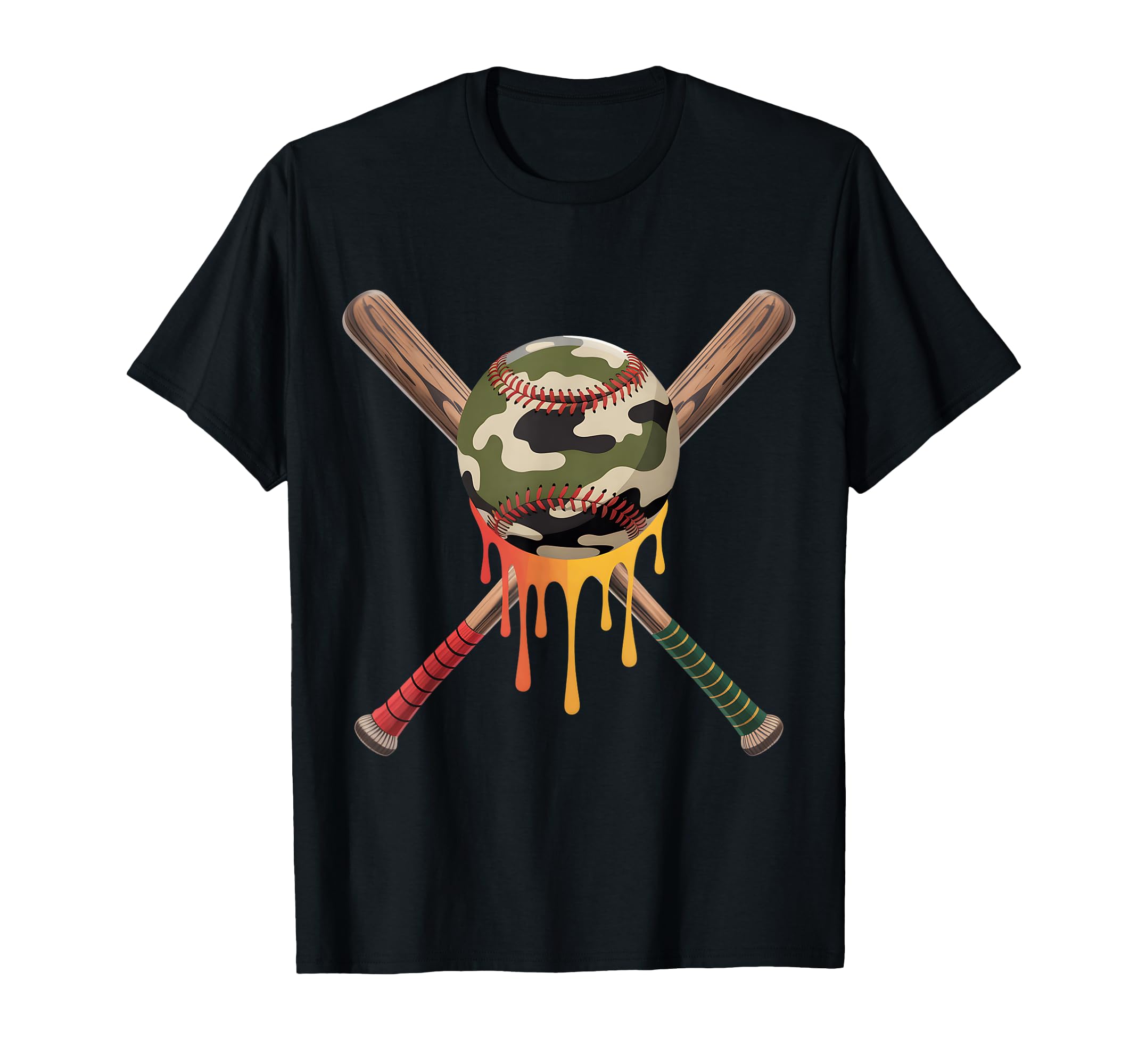 Baseball Drip Camo Baseball Bats Sports T-Shirt - Trendy Graphic Men Women - T-Shirt, Sweatshirt, Hoodie