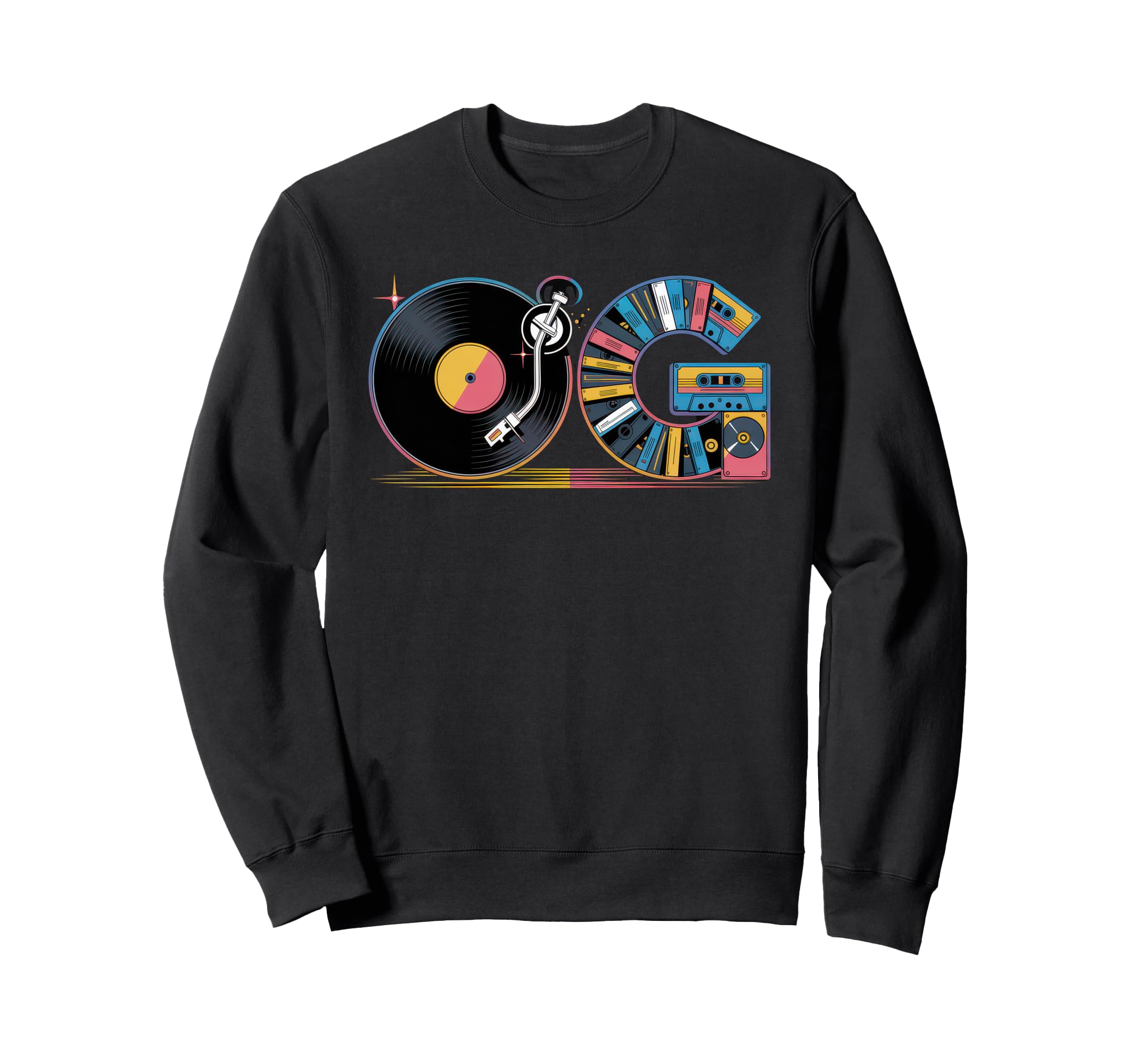 Old School Og Hip Hop Vinyl Cds Tapes Sweatshirt - Minimalist Print Unisex - T-Shirt, Sweatshirt, Hoodie