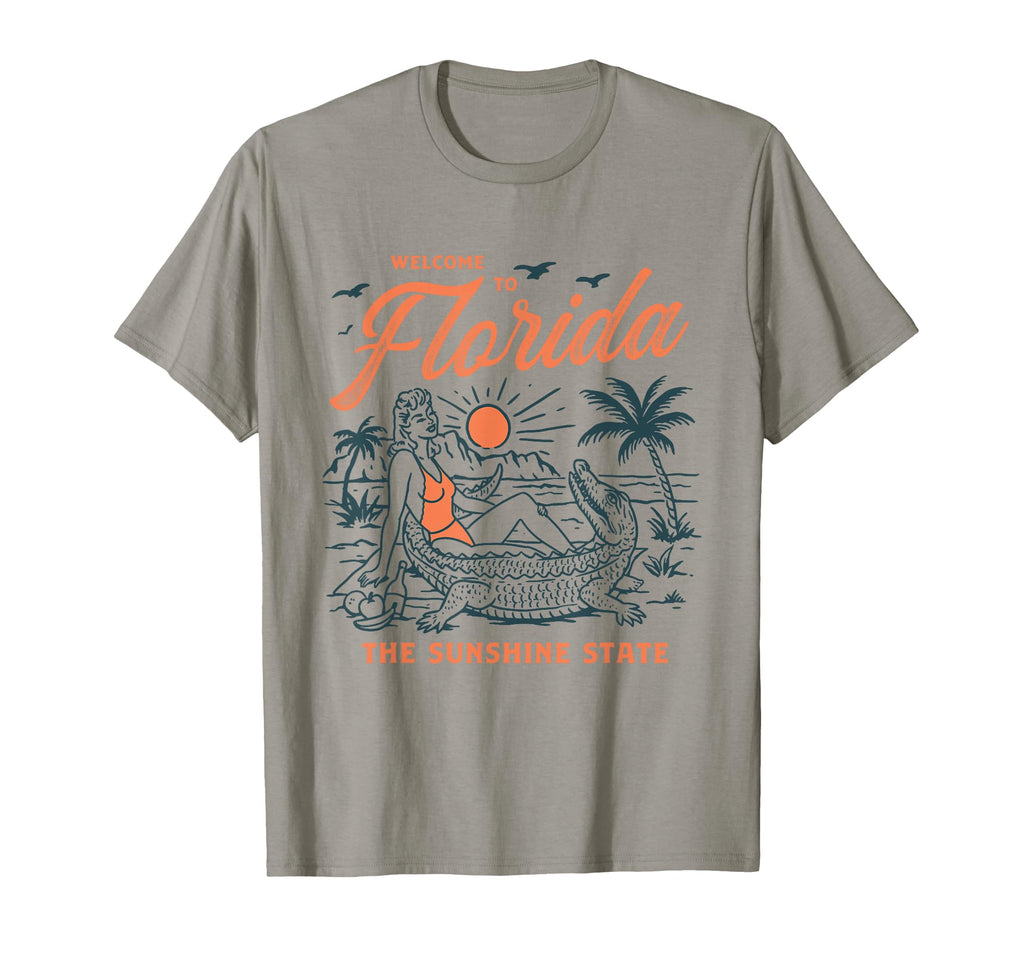 Welcome To Florida Funny Gator Beach T-Shirt - Custom Art Print Men Women - T-Shirt, Sweatshirt, Hoodie