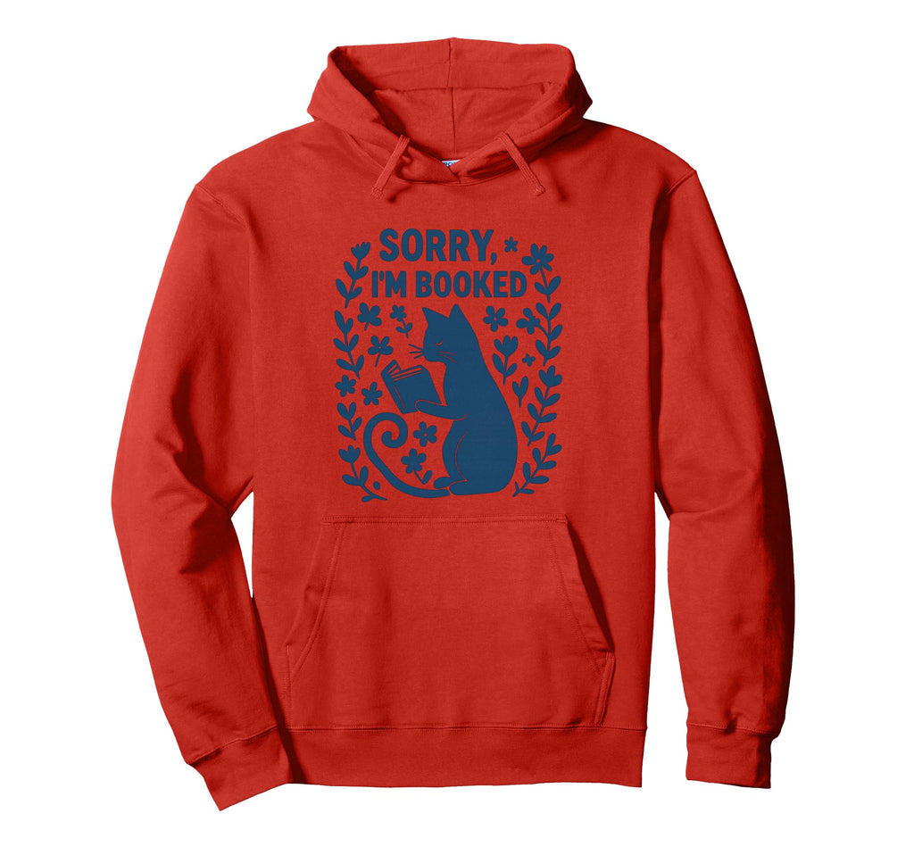 Sorry Im Booked Cat Reading Book Boho Hoodie - Unique Graphic for Adults - T-Shirt, Sweatshirt, Hoodie