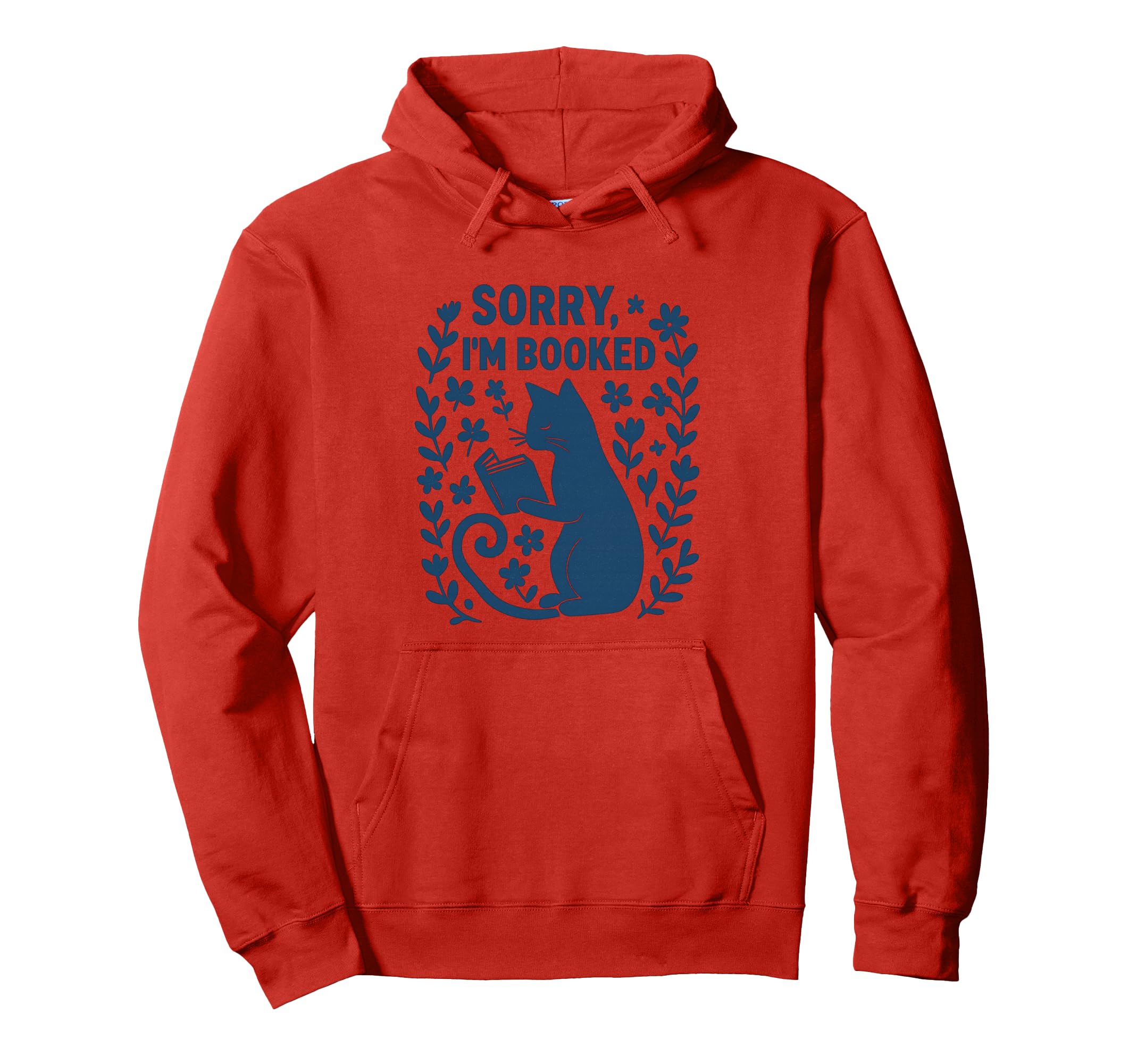 Sorry Im Booked Cat Reading Book Boho Hoodie - Unique Graphic for Adults - T-Shirt, Sweatshirt, Hoodie
