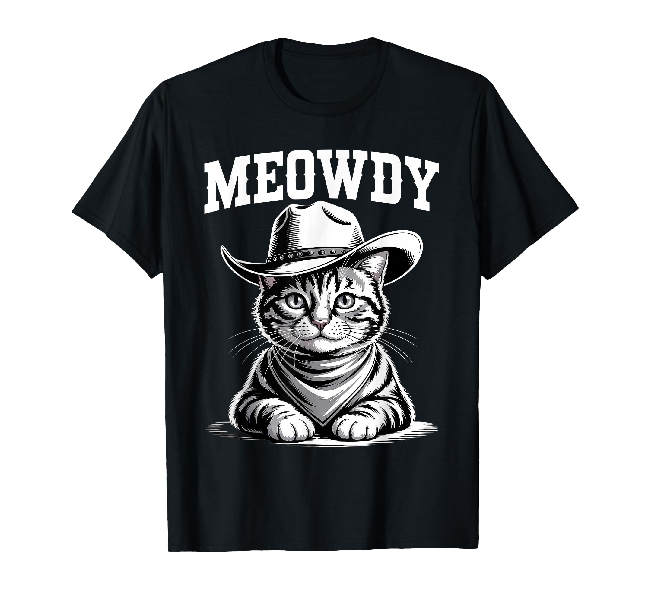 Meowdy Cat Funny Western Country T-Shirt - Minimalist Print Men Women - T-Shirt, Sweatshirt, Hoodie