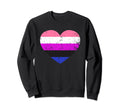 Gender Fluid Lgbt Distressed Heart Sweatshirt - Fun Novelty Design Unisex - T-Shirt, Sweatshirt, Hoodie