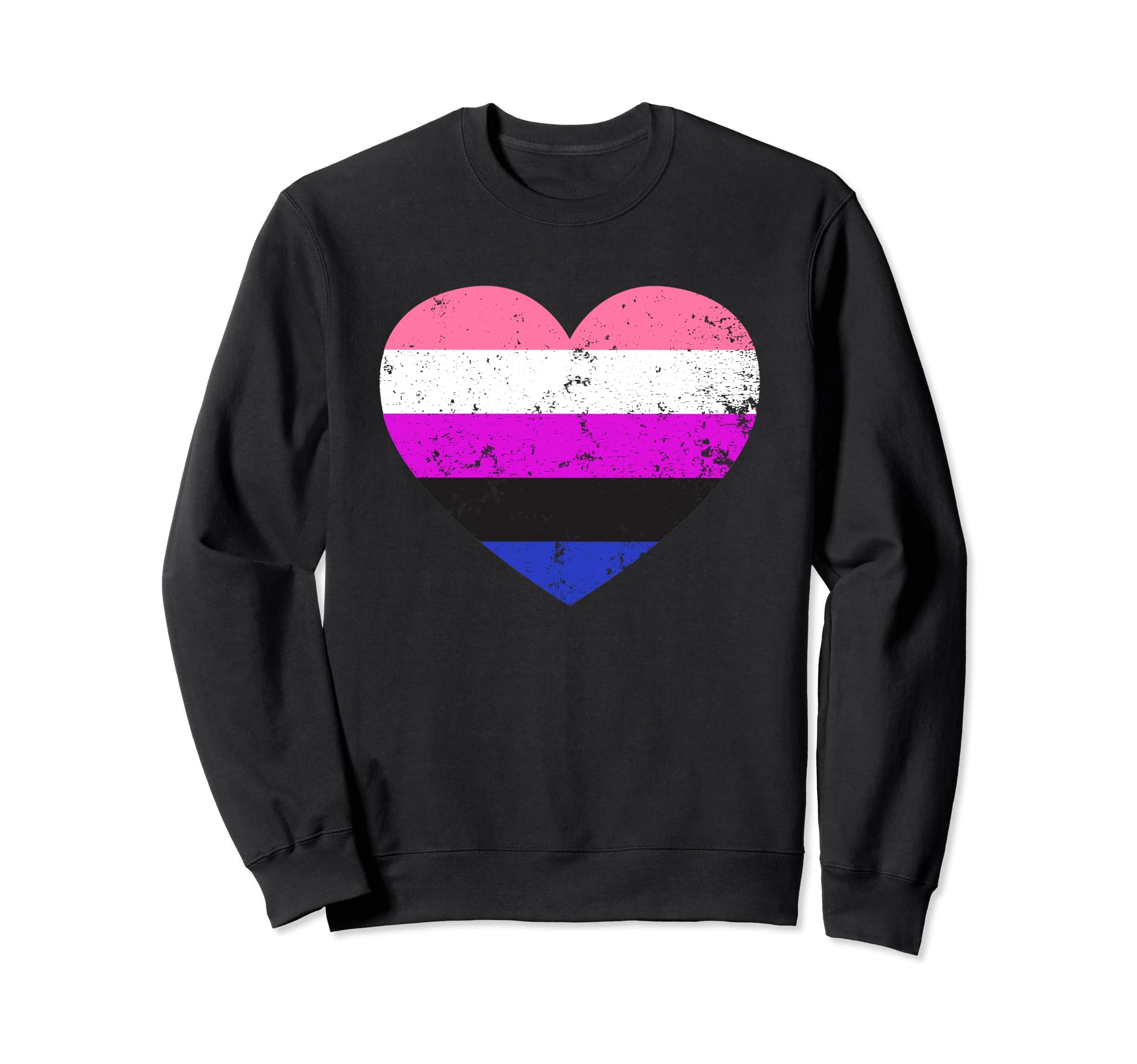 Gender Fluid Lgbt Distressed Heart Sweatshirt - Fun Novelty Design Unisex - T-Shirt, Sweatshirt, Hoodie