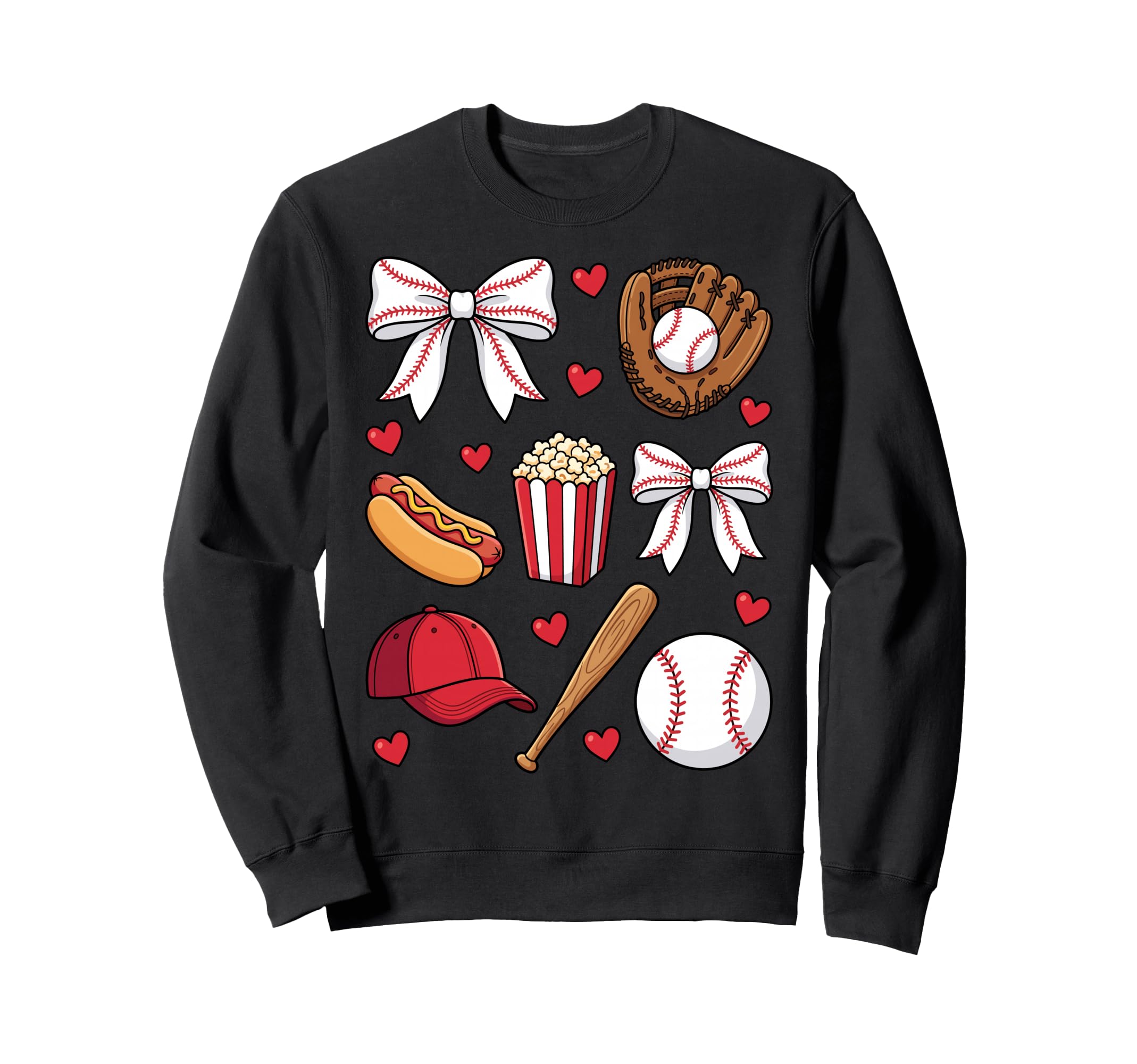 Baseball Coquette Bow Mom Mama Sweatshirt - Fun Novelty Design Men Women - T-Shirt, Sweatshirt, Hoodie