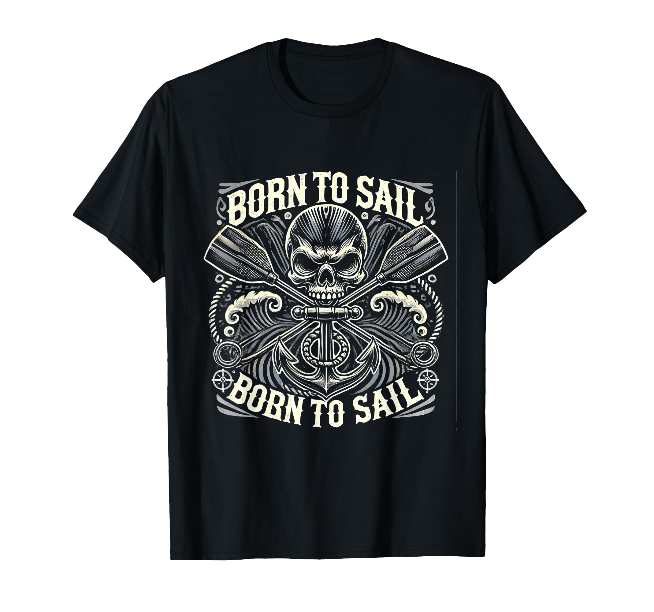 Seafaring Rebel Skull Anchor Rocker T-Shirt - Streetwear Style for Adults - T-Shirt, Sweatshirt, Hoodie