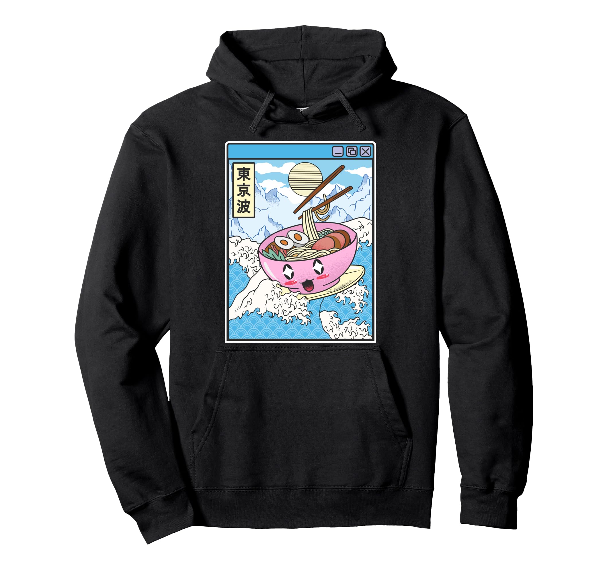 Surfing Ramen Bowl Japanese Waves Hoodie - Aesthetic Graphic Men Women - T-Shirt, Sweatshirt, Hoodie