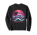 Dolphin Palm Sunset Vaporwave 80S Sweatshirt - Minimalist Print Men Women - T-Shirt, Sweatshirt, Hoodie