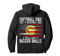 Us Flag Softball Dad Like Baseball Hoodie - Casual Everyday Wear Unisex - T-Shirt, Sweatshirt, Hoodie