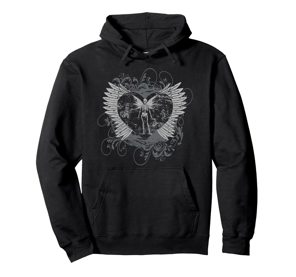 Y2K Fairy Wings Skeleton Alt Goth Grunge Hoodie - Aesthetic Graphic Unisex - T-Shirt, Sweatshirt, Hoodie