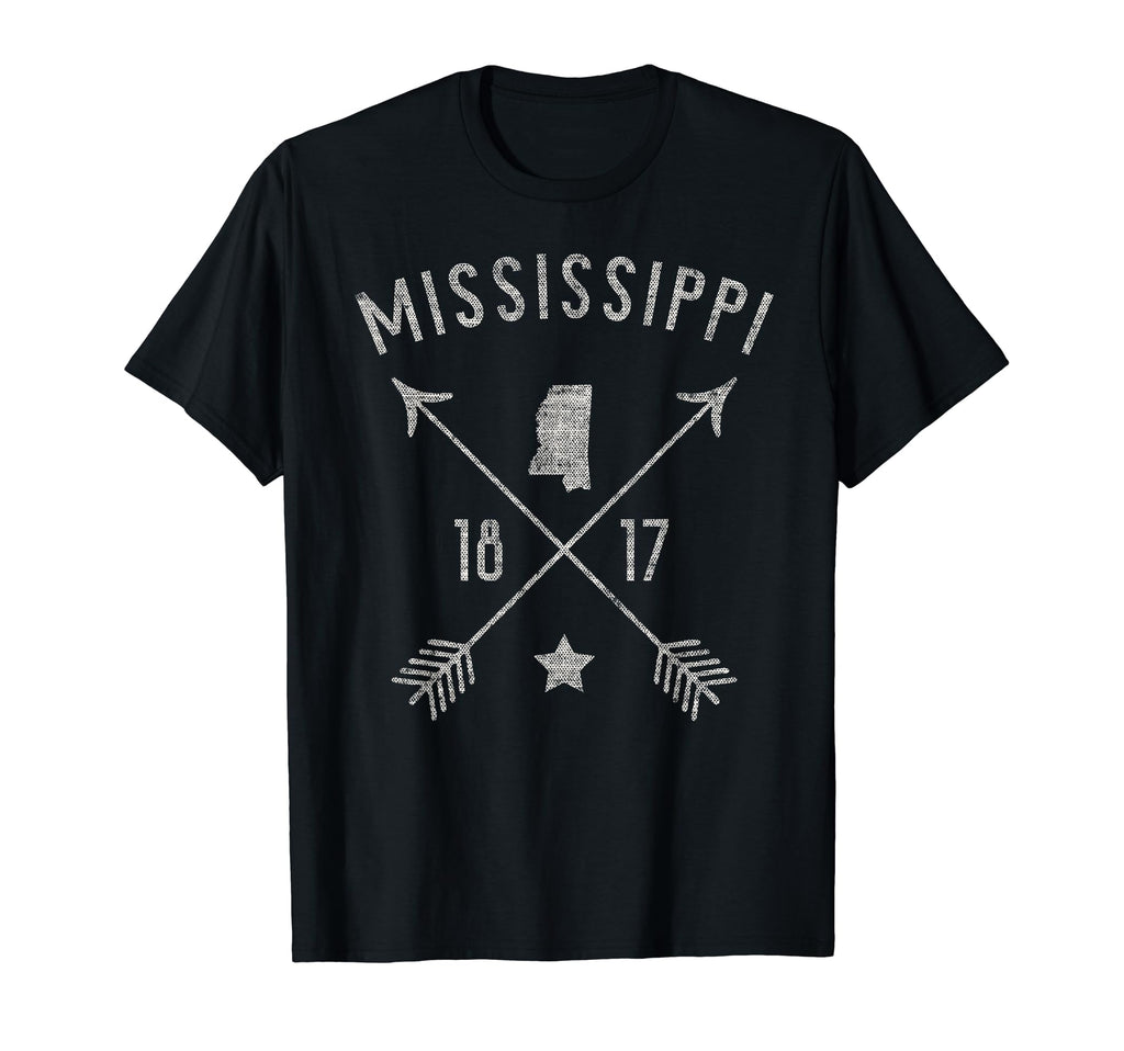 Mississippi Home State Outline Distressed T-Shirt - Custom Art Print Unisex - T-Shirt, Sweatshirt, Hoodie