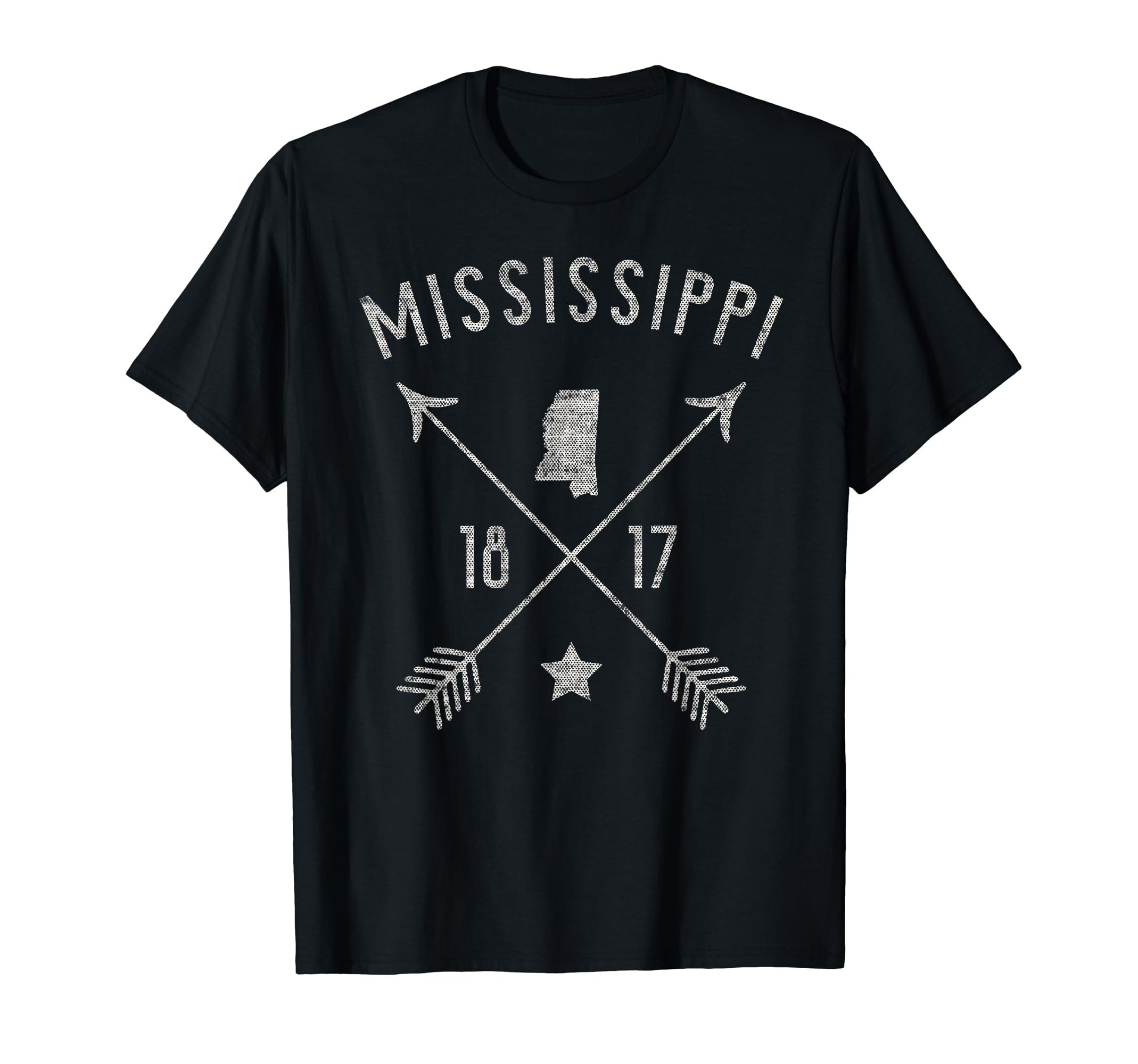 Mississippi Home State Outline Distressed T-Shirt - Custom Art Print Unisex - T-Shirt, Sweatshirt, Hoodie