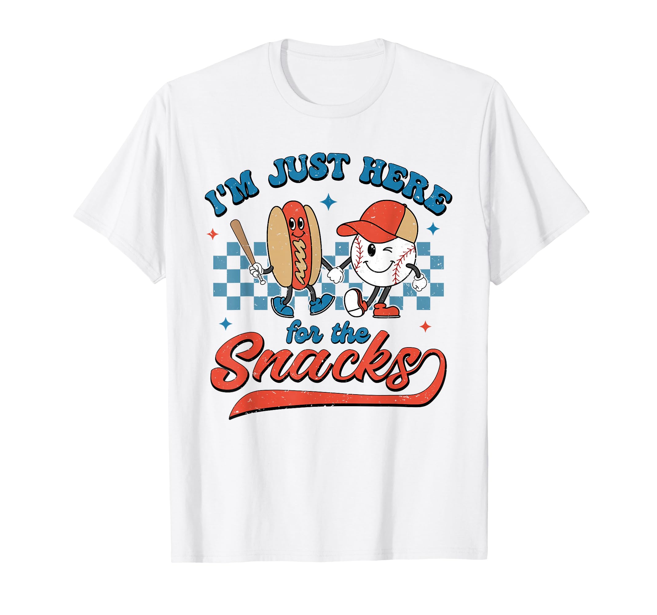 Im Just Here Snacks Baseball Hot Dogs T-Shirt - Custom Art Print Unisex - T-Shirt, Sweatshirt, Hoodie