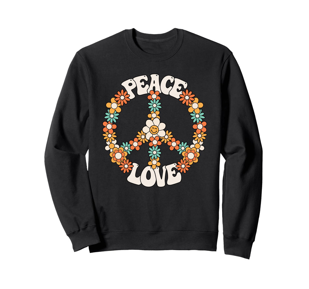 Peace Sign Love 60S 70S Costume Sweatshirt - Streetwear Style for Adults - T-Shirt, Sweatshirt, Hoodie