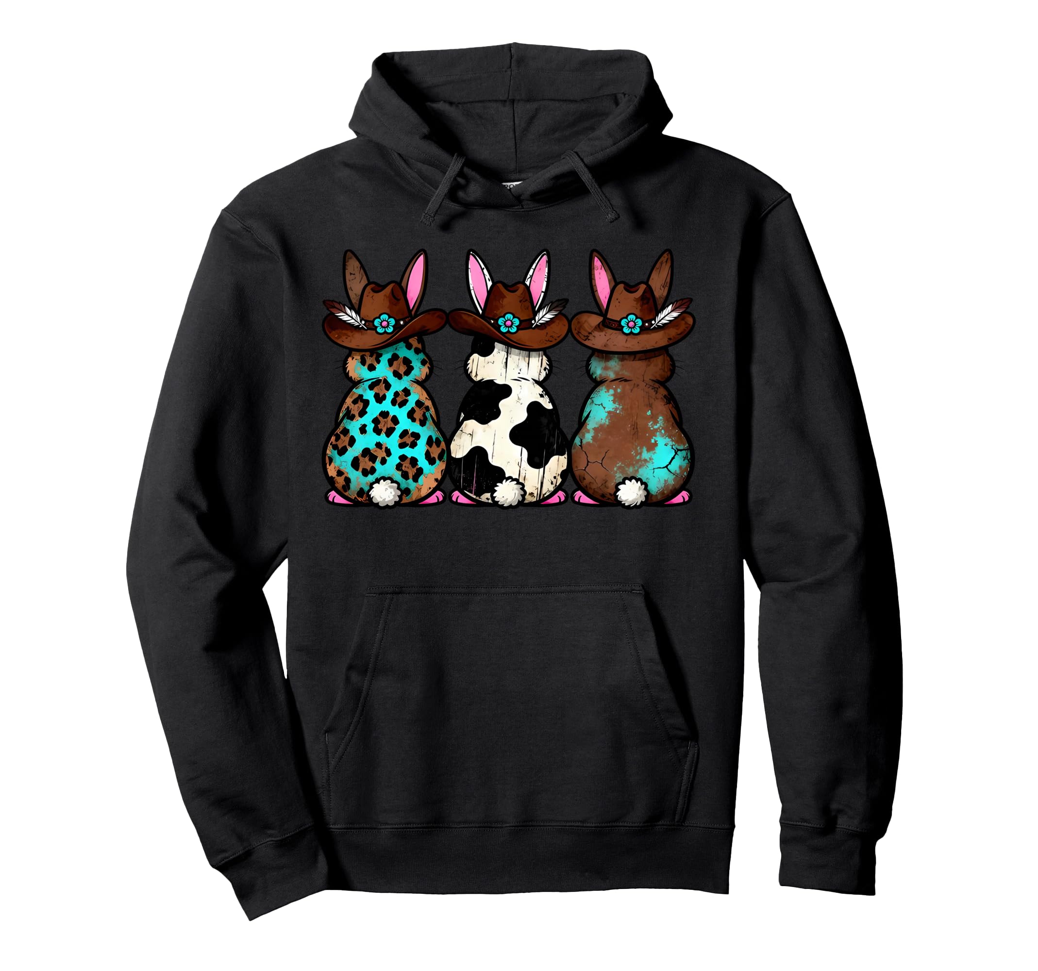 Cowhide Leopard Turquoise Howdy Hoodie - Minimalist Print for Adults - T-Shirt, Sweatshirt, Hoodie