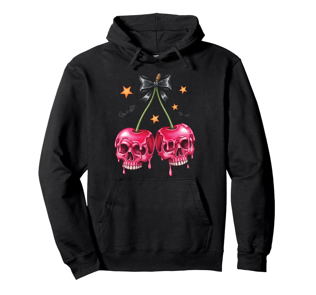 Halloween Skull Cherries Dark Coquette Hoodie - Trendy Graphic for Adults - T-Shirt, Sweatshirt, Hoodie