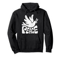 Word Peace Groovy Dove Hippie Hoodie - Fun Novelty Design Men Women - T-Shirt, Sweatshirt, Hoodie