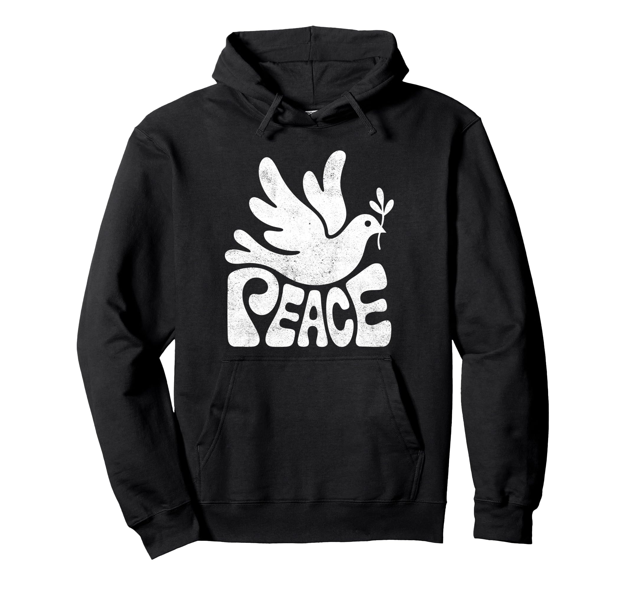 Word Peace Groovy Dove Hippie Hoodie - Fun Novelty Design Men Women - T-Shirt, Sweatshirt, Hoodie