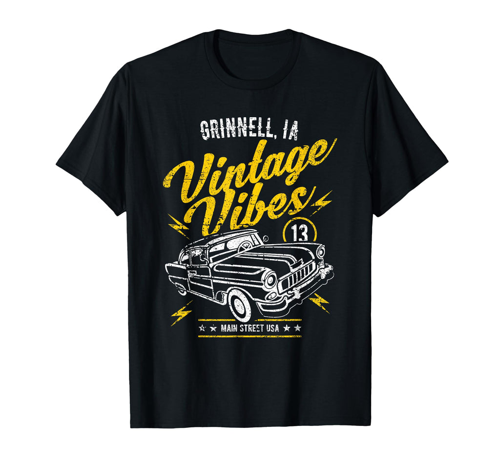 Grinnell Iowa Usa Vibes Car Distressed T-Shirt - Trendy Graphic Men Women - T-Shirt, Sweatshirt, Hoodie