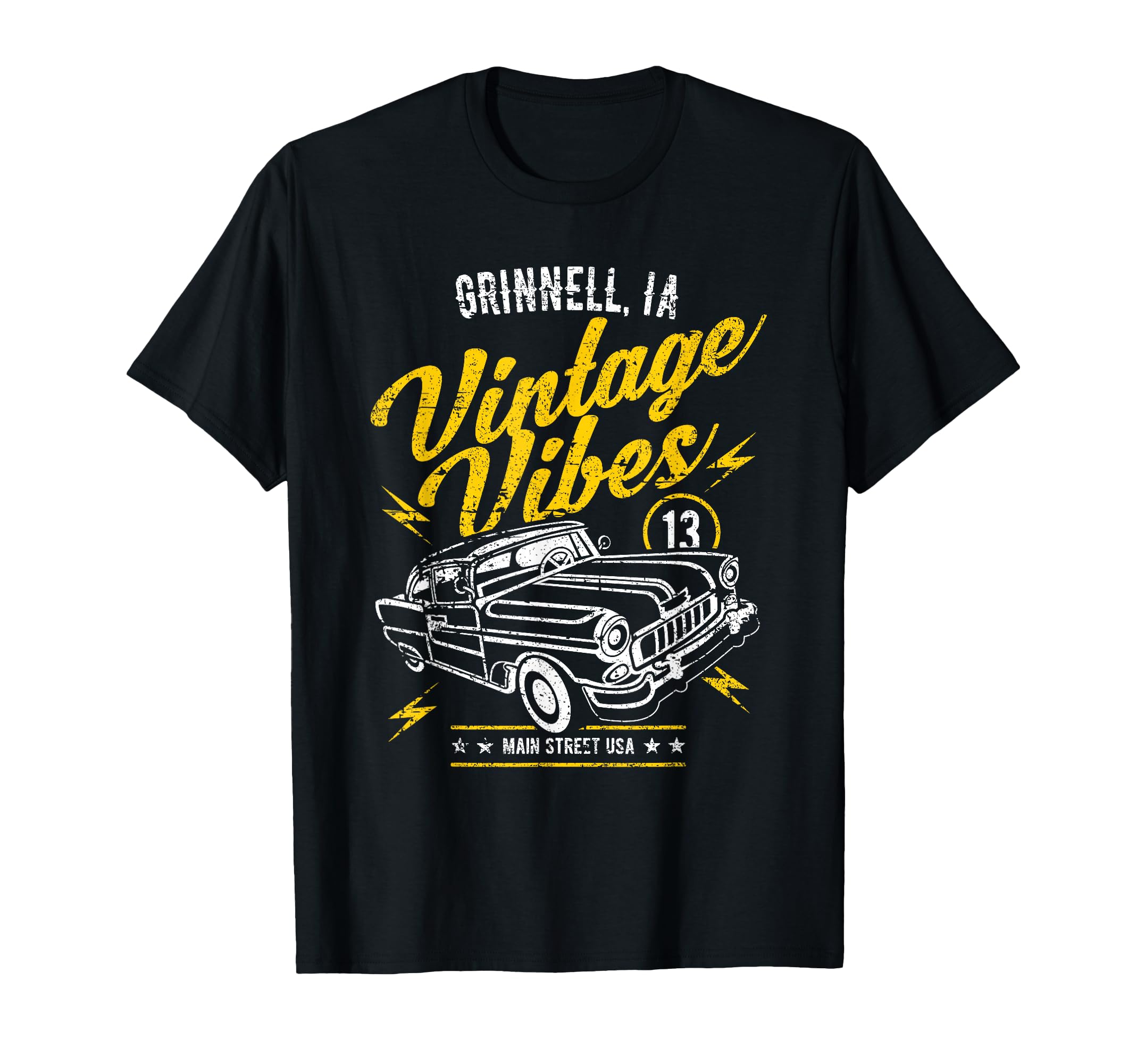 Grinnell Iowa Usa Vibes Car Distressed T-Shirt - Trendy Graphic Men Women - T-Shirt, Sweatshirt, Hoodie