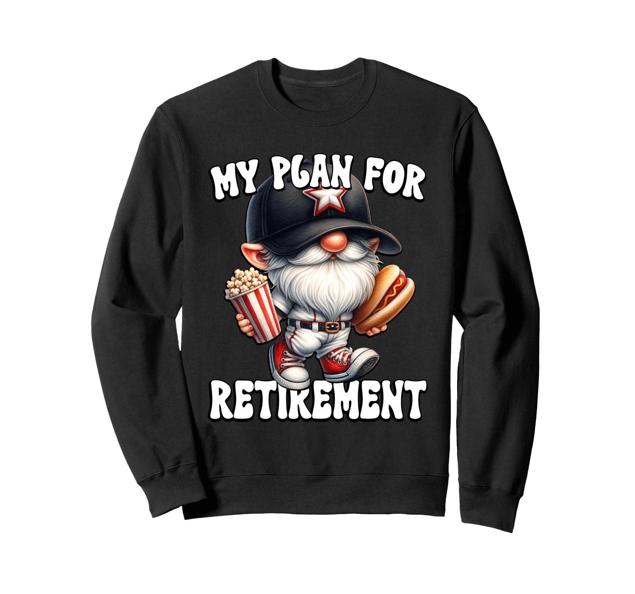 Retired Gnome Funny Hot Dog Baseball Sweatshirt - Novelty Apparel Unisex - T-Shirt, Sweatshirt, Hoodie