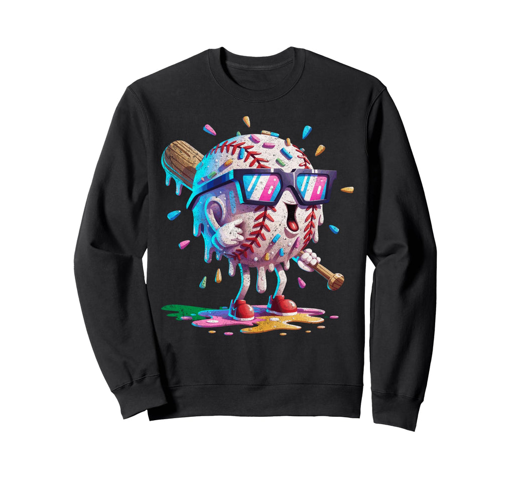 Baseball Ice Cream Drip Gamer T-Shirt - Casual Everyday Wear Men Women - T-Shirt, Sweatshirt, Hoodie
