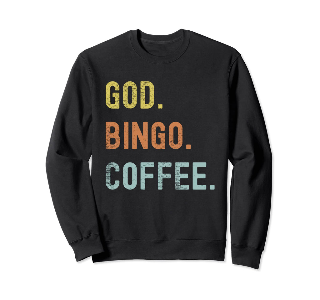 Vintages Bingo And Coffee Distressed Sweatshirt - Unique Graphic Unisex - T-Shirt, Sweatshirt, Hoodie