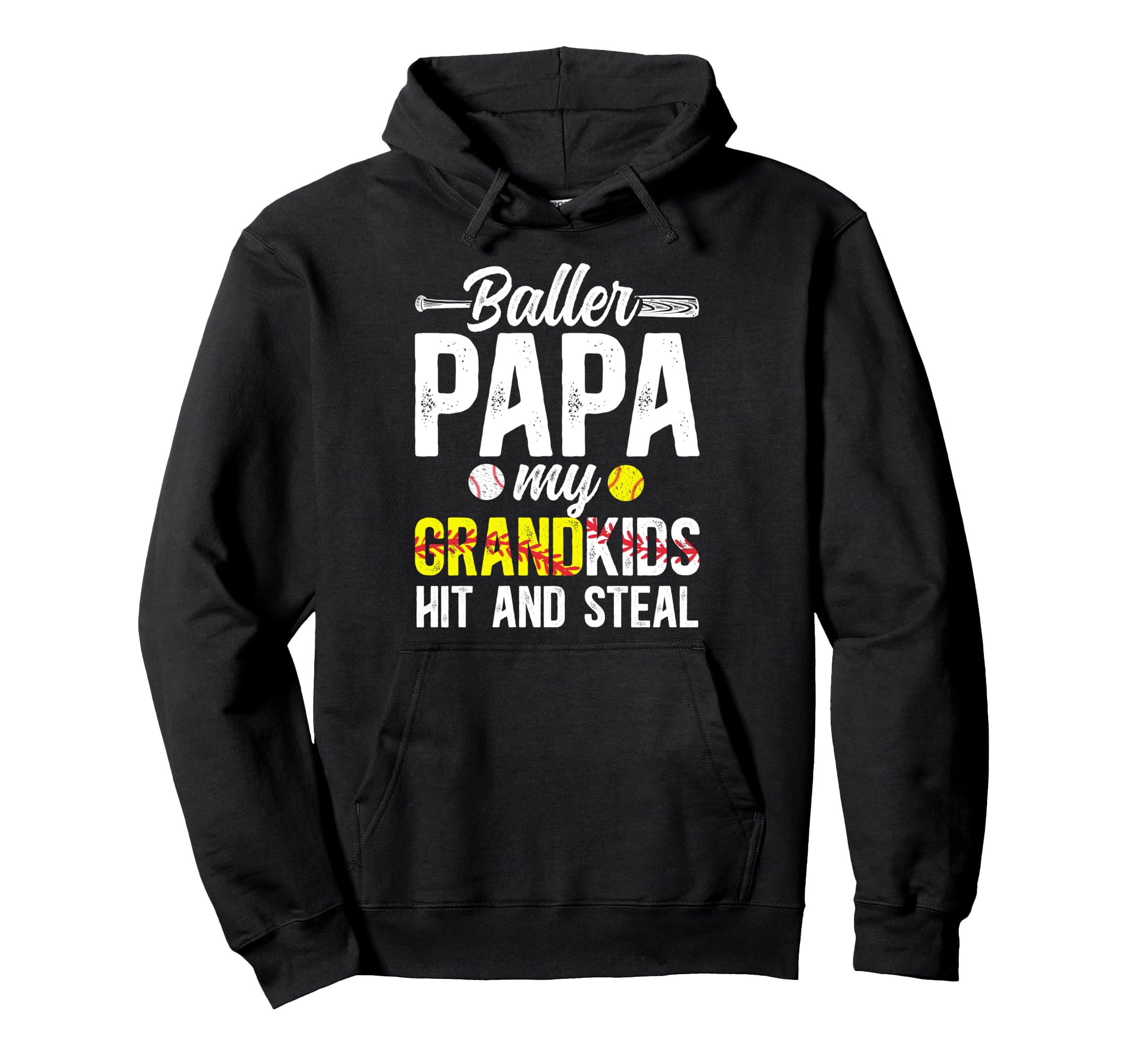 Baller Papa Funny Baseball Hoodie - Casual Everyday Wear Men Women - T-Shirt, Sweatshirt, Hoodie