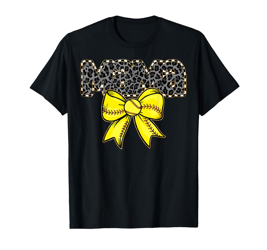 Mama Yellow Bow Baseball Softball Gift Hoodie - Graphic Print for Adults - T-Shirt, Sweatshirt, Hoodie