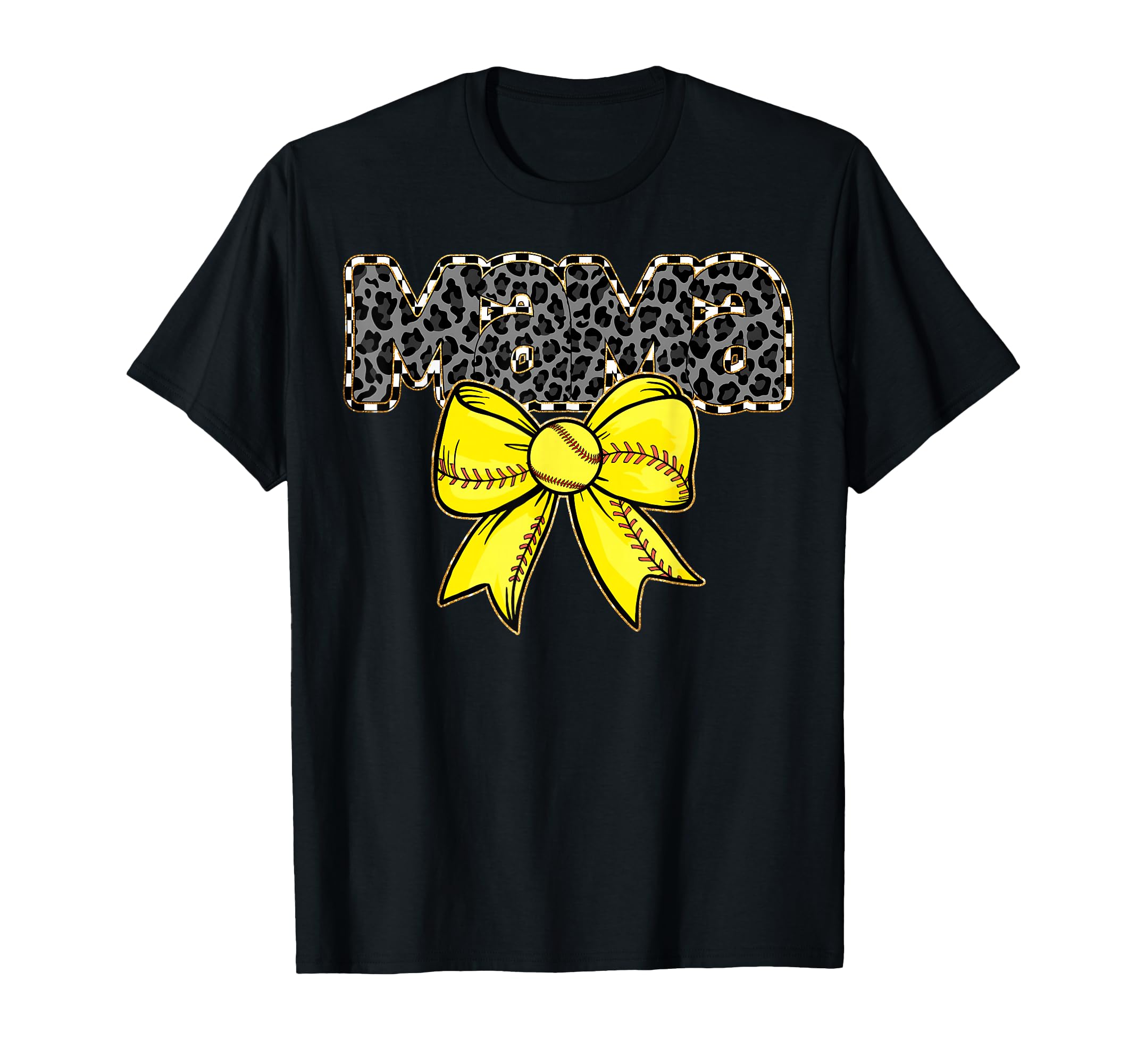 Mama Yellow Bow Baseball Softball Gift Hoodie - Graphic Print for Adults - T-Shirt, Sweatshirt, Hoodie