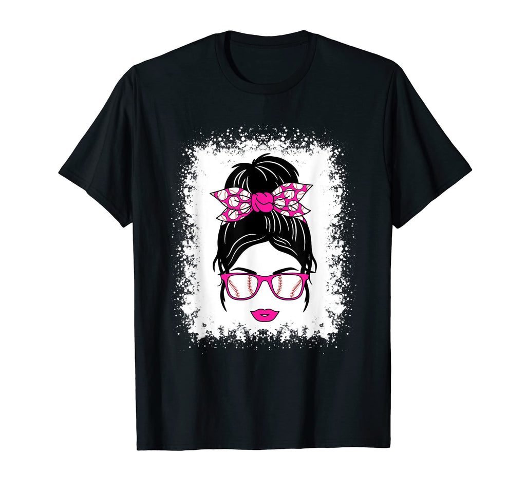 Baseball Lover Messy Bun Baseball Mom T-Shirt - Novelty Apparel for Adults - T-Shirt, Sweatshirt, Hoodie