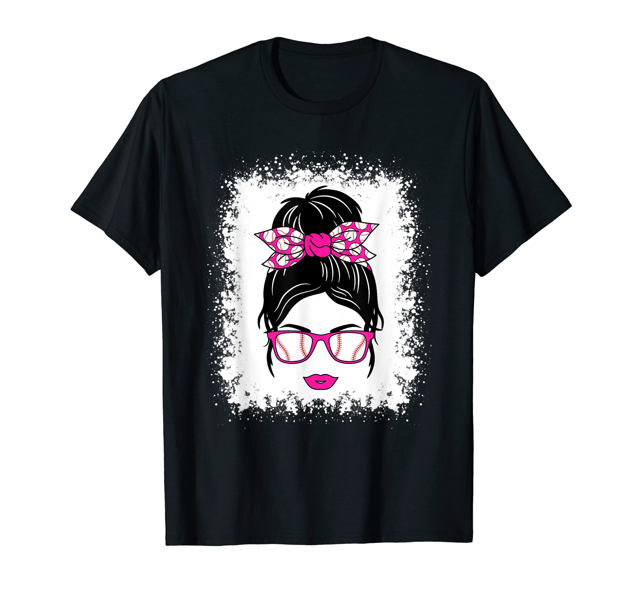Baseball Lover Messy Bun Baseball Mom T-Shirt - Novelty Apparel for Adults - T-Shirt, Sweatshirt, Hoodie