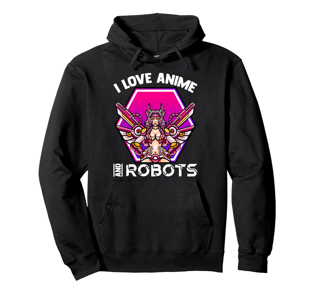 Kawaii Otaku I Love Anime And Robots Hoodie - Unique Graphic Unisex - T-Shirt, Sweatshirt, Hoodie